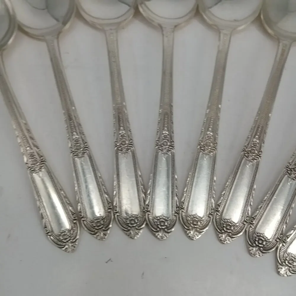 8X Tbsp 1937 Rogers Silverplate Cotillion Collection Oval Table Spoons
